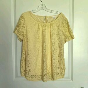 LC Lauren Conrad Lace Top Womens XL Yellow Overlay Liner